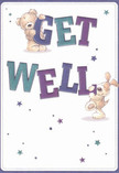This delightful get well card radiates warmth and gentle optimism, with two adorable illustrated friends-a teddy bear with plush, honey-toned fur and a floppy-eared, lively pup-appearing to leap from the page. Each of them tenderly supports the oversized, colourful letters spelling 'Get Well', adding playful energy and a hint of reassurance. The deep blue and teal hues of the lettering pop vibrantly against a creamy white backdrop, reminiscent of the fresh morning light streaming through windows in Grays' riverside homes. Sprinkled throughout the design are starbursts in moody purples and cool blues, evoking the twinkling possibilities and quiet hope familiar in Grays' community spirit. The hand-drawn textures are so soft and realistic you can almost feel their embrace-a sensory comfort akin to holding a favourite bouquet from a local florist. Beyond just a message, the card becomes an emotional balm, thoughtfully crafted to send genuine care and kindness to anyone in Grays or beyond on their journey to feeling well again.